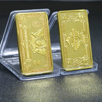 Amerikos 2Dollar tauriųjų metalų Baras Metalo 24k Auksu Monetos, Aukso Barai USD Su Kapsule Namų Deco