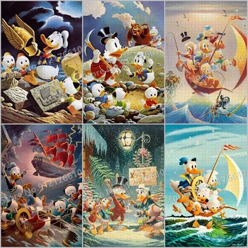 Ančiukas Donaldas Nuotykių Pjūklelis Dėlionės (Galvosūkiai) 300/500/1000 Vienetų Disney Ducktales Animacinių Filmų Galvosūkiai Vaikams Išskleisti Švietimo Žaislai, Dovanos