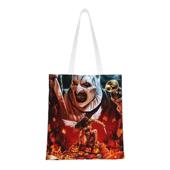 Custom Terrifiers Helovinas Siaubo Filmas Pirkinių Drobė Krepšiai Moterų Nešiojamų Bakalėja Tote Shopper Bags