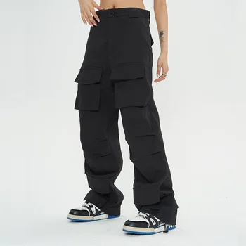 Darbo drabužiai Multi-kišeniniai Kelnės Vyrams Funkcinės Tendencijos Mados Hip-Hop Raišteliu Vibe Krovinių Vyrų Cityboy Lauko Kelnės