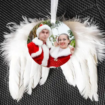 Dvipusis Kalėdų Medžio Apdaila Sublimacijos Naujas Angelas Sparnų Ornamentai, Papuošalai Kalėdų Sublimtion Angelas Sparnų Ornamentai