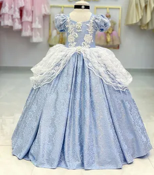 Elegantiškas Gėlių Mergaičių Suknelės Nėriniai Raukiniai Kvadratinių Kaklo Merginos Inscenizacija Suknelė Mažai Vaikų Pirmosios Komunijos Suknelė Prom Chalatai