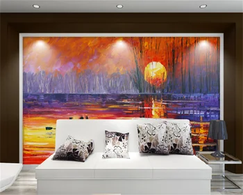 Individualizuotos fono paveikslėlį Europos abstrakčiai saulėlydžio peizažas high-end kambarį fone dekoratyvinės tapybos freskos behang