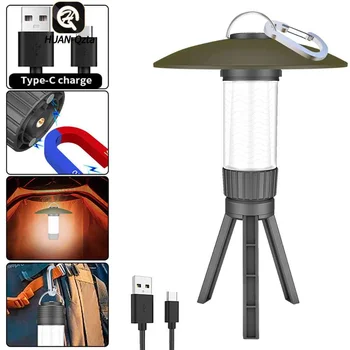 LED Kempingas Lemputės Tipas-C USB Įkrovimo Naktį, Šviesos, atsparus Vandeniui IPX4 su Karabinai Įrašą Vaikščiojimo Lauke, Gelbėjimosi Priemonės