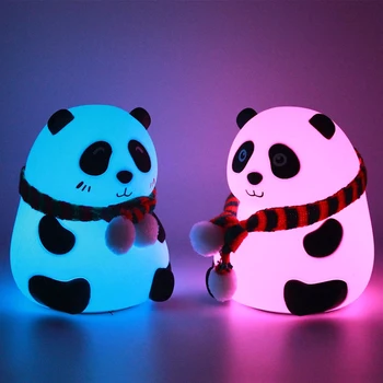 Panda Naktį Šviesos Silikono Paglostyti Naktį Lempos Palieskite Jutiklio Spalvinga Stalo Lempa USB Įkrovimo Lovos Dekoro Lempos, Vaikams, Vaikai