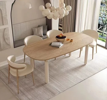 Prancūzijos kremas stiliaus medžio masyvo valgomojo stalas, buitinė ramioje apvalaus stalo dizaineris valgomasis stalas derybų stalo