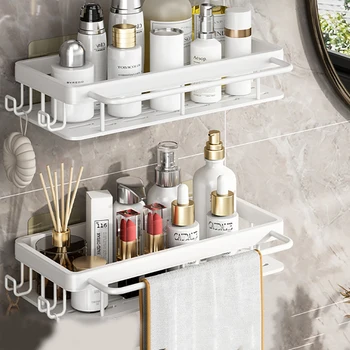Prie sienos tvirtinamas Šampūnas stalčiuko Punch-nemokamas Vonios Lentynos, Lentynos Virtuvės Turėtojas Aikštėje Aliuminio Vonia Organizatorius Accessories