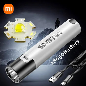XIAOMI Galingas LED Žibintuvėlis Super Ryškus Nešiojamas Žibintuvėlis USB Įkrovimo 18650 Baterija, Lauko Kempingas Taktinis Flash Šviesos