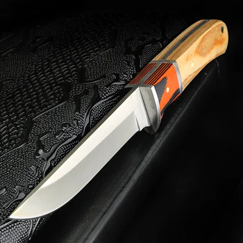 XUAN FENG spalvos medinė rankena sutirštės tiesus peilis aštrus lauko medžioklės peilis taktinis tiesus peilis