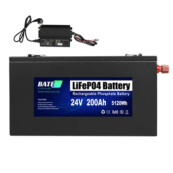 200ah 24v Fosfato (Lifepo4 Baterija Baterija Lifepo4 BMS 24V 8S 2P 24V200A Kinija Ce 200ah 5 Metus LVP Vėdinamoje Sausoje 50kg