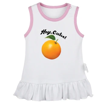 Ei Cutie, Apelsinų, Apelsinų, Saldžių Įdomus Spausdinti Kūdikių, Mergaičių Suknelės Mielas Rankovių Plisuotos Suknelė 0-24M Vaikų Vasaros Vest Suknelė
