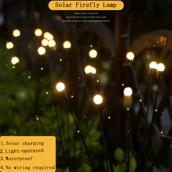 Saulės Lauko Šviesos diodų (LED) Firefly Lempos Sodo Puošmena Vandeniui Sodas, Veja Fejerverkų Šviesos, Grindų Naujųjų Metų Kalėdų