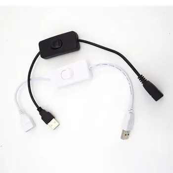 USB Kabelis Vyrų ir Moterų su Jungikliu 28cm Pratęsimo Laidas USB Lempa Ventiliatoriaus elektros Energijos Tiekimo Linijos