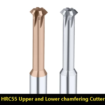 UŽ Volframo Plieno Viršutinė ir Apatinė Chamfering Cutter HRC55 Teigiamas Neigiamas Karbido Latakų Pabaigos Mills Plieno arba Aliuminio