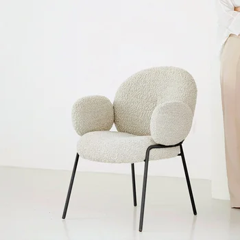 Šiaurės minimalistinio restoranas, valgomasis kėdė šviesos prabanga ėriukų aksomo kėdės šiuolaikinės dizaineris makiažas kėdės atlošas odininkas kėdė